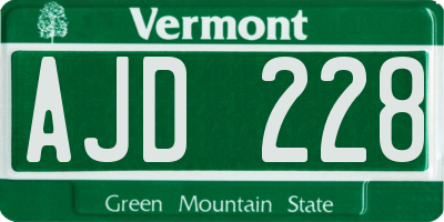 VT license plate AJD228
