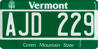 VT license plate AJD229
