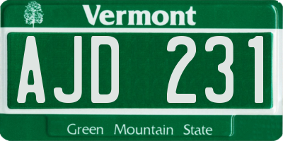 VT license plate AJD231