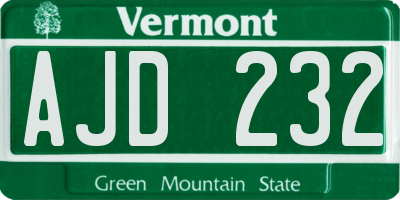 VT license plate AJD232