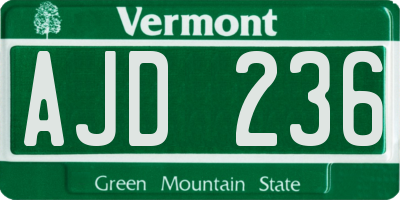 VT license plate AJD236