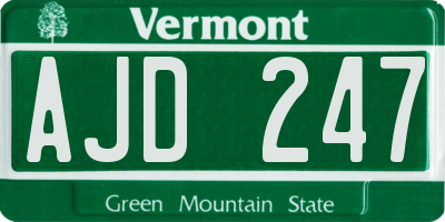 VT license plate AJD247