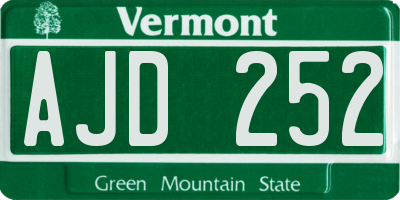 VT license plate AJD252