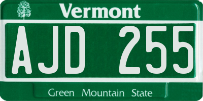 VT license plate AJD255