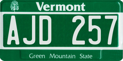 VT license plate AJD257