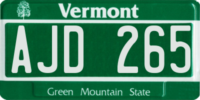 VT license plate AJD265
