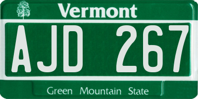 VT license plate AJD267