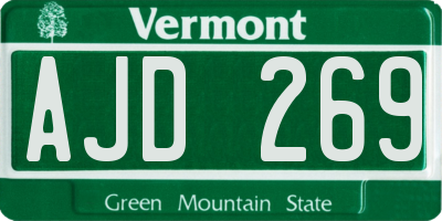 VT license plate AJD269