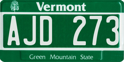 VT license plate AJD273