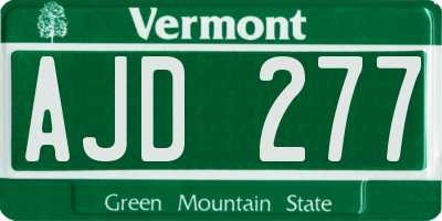 VT license plate AJD277