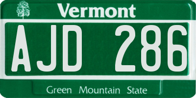 VT license plate AJD286