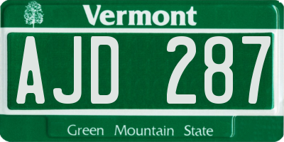 VT license plate AJD287
