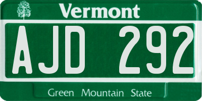VT license plate AJD292