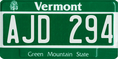 VT license plate AJD294