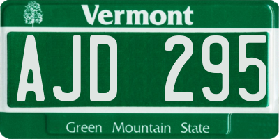 VT license plate AJD295