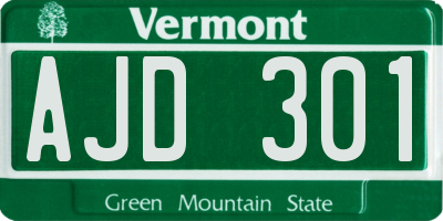 VT license plate AJD301