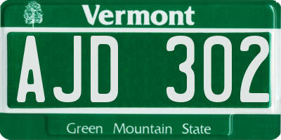 VT license plate AJD302