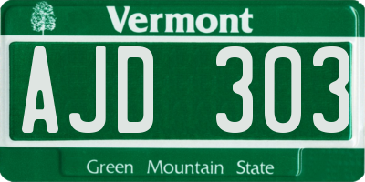VT license plate AJD303
