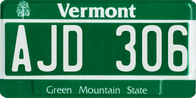 VT license plate AJD306