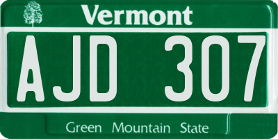 VT license plate AJD307