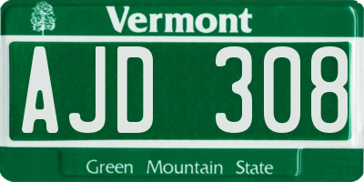 VT license plate AJD308