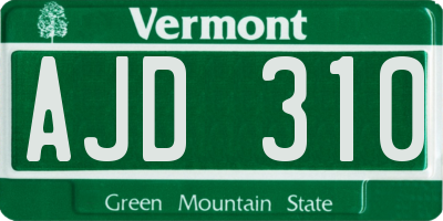 VT license plate AJD310