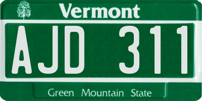 VT license plate AJD311