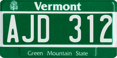 VT license plate AJD312