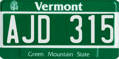 VT license plate AJD315