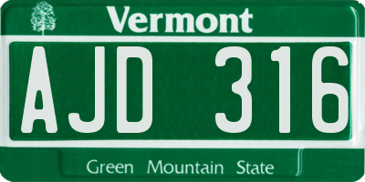 VT license plate AJD316
