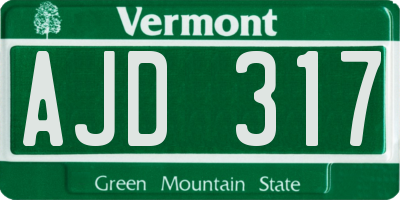 VT license plate AJD317