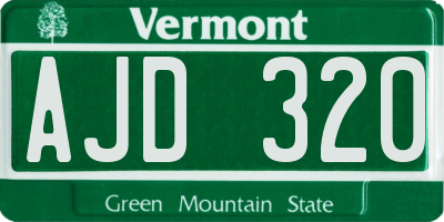 VT license plate AJD320