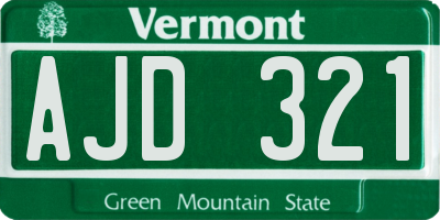 VT license plate AJD321