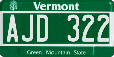 VT license plate AJD322