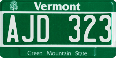 VT license plate AJD323