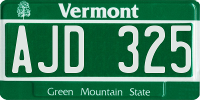 VT license plate AJD325