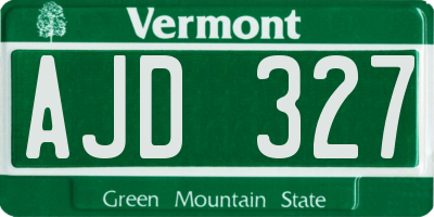 VT license plate AJD327