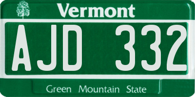 VT license plate AJD332