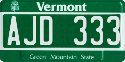 VT license plate AJD333