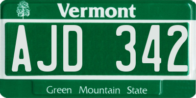 VT license plate AJD342