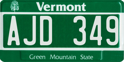 VT license plate AJD349