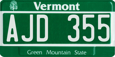 VT license plate AJD355
