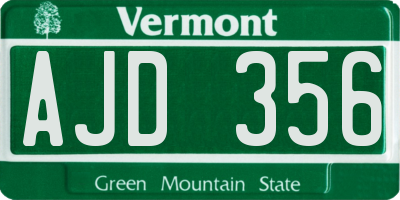 VT license plate AJD356