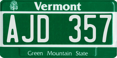 VT license plate AJD357