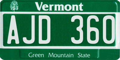 VT license plate AJD360
