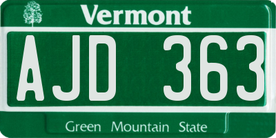 VT license plate AJD363