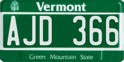 VT license plate AJD366