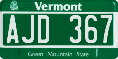 VT license plate AJD367
