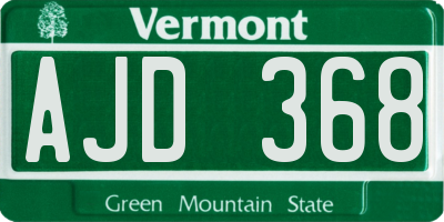 VT license plate AJD368