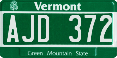 VT license plate AJD372